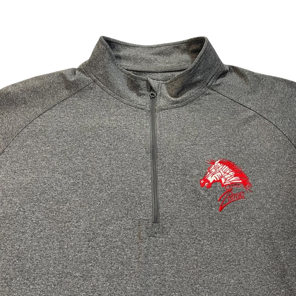 Sport-Tek Mens 2XL Claremore High School Zebras 1/4 Zip Pullover Grey Heather